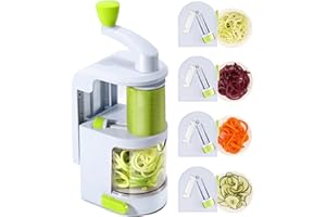 LustLocke Affettatrice a spirale 4 in 1, zucchine spaghetti con contenitore di raccolta, senza BPA, per carota, cetriolo, patate