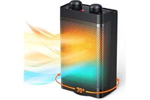 AUINSKY Radiateur soufflant à économie d'énergie, 1500 W, 3 modes de chauffage, radiateur électrique en céramique, oscillation à 70 °, protection contre la surchauffe et le basculement