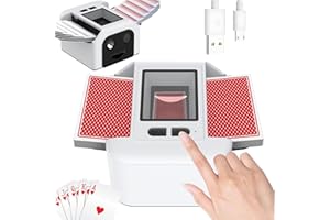 BULDOOSPOK M1L Mélangeur de cartes automatique rechargeable 1 à 2 jeux pour cartes UNO Poker Blackjack Skip-Bo etc. Faible bruit, Shuffle électrique automatique en une pression, mélangeur de cartes de charge USB