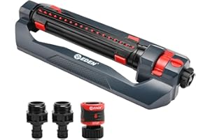 Eden 3-drożny turbo zraszacz oscylacyjny do dużego podwórka i trawnika z zestawem startowym szybkozłączki - osłony do 4000 stóp kwadratowych (model #94094)