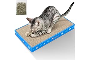 Petslucent Cat Scratching Board, Corrugate Cat Scratcher for Indoor Cats with Box, Cat Scratch Pad with Catnip, Cardboard Cat Scratcher Double-Sided Usability (1PCS)