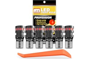 ANTEMOON Bombillas T10 W5W LED Canbus Sin Errores 12V Rojo Brillante 2825 194 168 Luz Interior Coche 18SMD 2015 para Coche Luz de Puertas Laterales Marcador Cortesía Matrícula Posición Luces, 6 Piezas