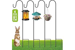GUKULIVEL Shepherds Hooks for Garden Lights – Set of 4 Metal Garden Stakes, 81cm Adjustable Shepherds Crook, Outdoor Garden Accessories for Christmas Halloween Dec Lanterns, Baskets