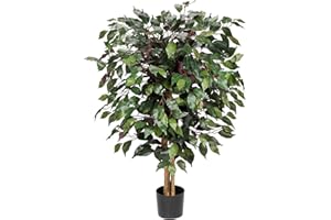 BRIFUL Árbol artificial de 3 pies, árbol artificial de ficus, árboles artificiales decorativos para sala de estar, plantas artificiales para interiores para decoración del hogar, decoración de oficina