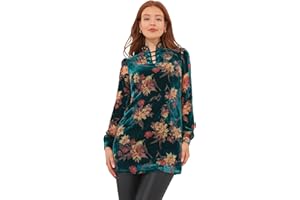 Joe Browns Women's Dark Floral Mandarin Collar Devore Velvet Mini Dress Casual Night