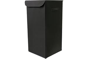 Box and beyond - Panier à Linge - 30 x 30 x 60 cm - Tissu Noir - Couvercle - Poignées - Rangement, Linge, Vêtements - Salle de bain, Chambre, Buanderie - Style Simple et Pratique