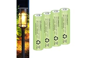 Soluminate AA Solar Light Batteries (300mAh) Size AA 1.2V Rechargeable NiMH type perfect for garden solar lights (4-Pack)