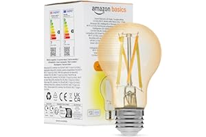Amazon Basics A60 Smart Filament LED Bulb, Tunable White, 2.4 GHz Wi-Fi, Works with Alexa Only, 1-Pack