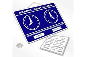 POLITARGHE Cartello ORARIO Continuato regolabile apertura negozio studio laboratorio bar (BLU)