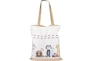 SPOTTED DOG GIFT COMPANY Tote Bag, Shopping Bag Donna in Tela Riutilizzabile, Shopper Cotone Spesso con Manici Lunghi, Pieghevole con Design di Gatti, Regali per Amanti dei Gatti 38 x 42 cm