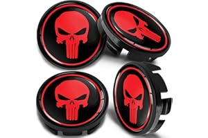 SkinoEu Compatible with Wheel Center Caps VW 65mm Centre Alloy Hubcaps Black Skull Red CV 37