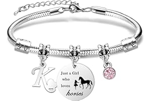 COEROW 26 Initial Letters Horse Bracelets Just A Girls Who Loves Horse Horse Bracelet for Women Girls