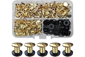 SHSMPXOY 80 Set Rivetti a Vite, M5 x 8 mm Rivetti Chicago, Viti Chicago Screws Chicago Book Viti,Viti Chicago di ricambio in Metallo per Borse, Libri, Collari, Zaini, Guinzagli per Cani (Oro)