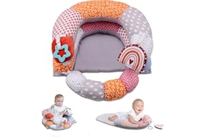 MIIMER 2-in-1 Tummy Time Baby Mat & Seated Support Pillow, Tummy Time Cushion with Detachable Support Prop, for Early Development Support for Newborns and Older Babies