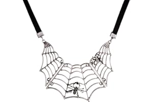 Lux Accessories Black Statement Necklace Spider Web Burnished Silvertone Finish