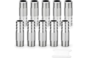 ERGAOBOY 2 piezas de acero inoxidable 304 manguera Barb Fitting, 1/2" BSP macho Barb Splicer Mender Ronda Unión Acoplador Adaptador