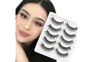 Glowing Win Pestañas Postizas Naturales 5 Pares Pestañas Postizas 3D Corto Pestañas Natural Suave Pestañas Falsas Reutilizable Hecho a mano False Eyelashes Faux Mink Wispy Fake Lashes