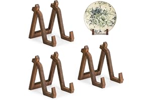 ANBOXIT Stojak na talerze, 3 sztuki, 20 cm uchwyty na talerze do ekspozycji, dekoracyjna ramka na zdjęcia, talerz na zdjęcia, drewniany stojak