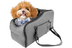 LIROPAU Fotelik samochodowy dla małych psów i kotów, konsola środkowa, z bezpiecznymi hakami ochronnymi i regulowanymi pasami