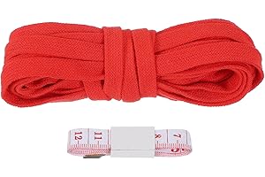 PATIKIL Flat Drawstring Cord 10mm x 5 Yd, Draw String Replacement Flat Rope Soft Cotton Hoodie String Cords Roll with Ruler for Sweatpants Shorts Pants Strap Garment, Red