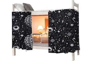 OhMill Students Dormitory Bunk Bed Curtain Drapery Lightproof Dustproof Canopy Spread Blackout Moveable Curtains for Dorm Room, 1.5x2m, Universe
