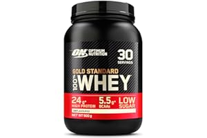 Optimum Nutrition Gold Standard 100% Whey Proteine in polvere per lo Sviluppo e il Recupero Muscolare con Glutammina e Aminoacidi BCAA Naturali, senza Aromi, 30 Dosi, 900 g