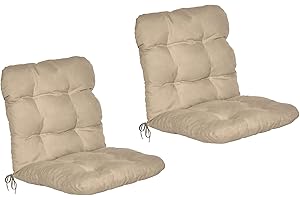 ‎BEAUTISSU Beautissu Flair NL Low-Backed Chair Cushion, 100 x 50 x 8 cm, Seat Cushion, for Garden Chairs, Set of 2, Natural