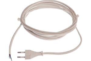 as - Schwabe Euro-Anschlussleitung - 3 m Anschlussleitung H03VVH2-F 2x0,75mm – Euroflachstecker mit Leitung – Anschlusskabel 30 mm abgemantelt mit Aderendhülsen – Stromkabel IP20 - Weiß, 70651