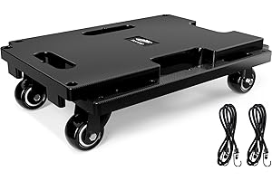 Ronlap Carrello da trasporto, traslochi mobili con ruote, rulli mobili portatili per mobili pesanti con 2 corde elastiche, capacità 200 kg, 1 confezione, nero