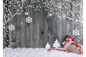 AIIKES 7x5FT Weihnachten Hintergrund Weihnachtsfotografie Hintergrund Weihnachten Foto Hintergrund Urlaub Weihnachten Schneeflocke Hintergrund Holz Wanddekoration Fotografie Studio Baby Kinder 11-155