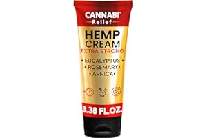 CANNABI RELIEF 𝗛𝗘𝗠𝗣 𝗖𝗥𝗘𝗔𝗠 𝗘𝗫𝗧𝗥𝗔 𝗦𝗧𝗥𝗢𝗡𝗚 High Strength Fast Absorption Formula, Hemp Oil Menthol Rosemary Calendula, Gel for Joint Muscle Neck Shoulders Elbows Back Hands (100, Grams)