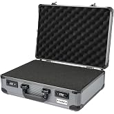 HMF 14402-02 Aluminium Photo Case, Gun Case with Pre-Cut Foam | 46 x 33 x 15 cm