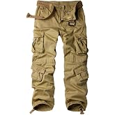 Ycfish Pantalon cargo pour femme - Plusieurs poches - Pantalon de randonnée - Fermeture éclair - Armée - Pantalon d'extérieur