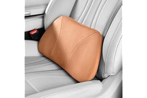 POKSRI 1 Stück Kissen lordosenstütze, Wildleder Flauschfell Lendenkissen, 39x22CM, Hochwertiges Memory Foam Innere Füllung, Autositze & Bürositze geeignet, Komfortabler Rückenstützpunkt(Orange-braun)