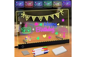 AIRUEEK LED Tablero Acrílico ，30x20cmTablet para Dibujar,Pantalla Led,Incluye 7 Rotuladores para niños, Decoraciones de oficina y Vacaciones.