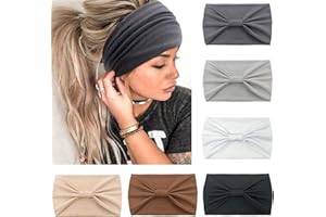 ‎KAVYA Kavya 6 Pcs Stirnband Damen Breite Elastische Weiche Boho Haarbänder Leopard Print Haarschmuck Yoga Sport Haarband Mehrfarbig Haarreifen Damen