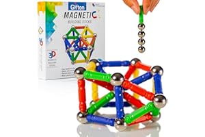 Gifton - Magnetic Building Sticks Blocks Toy Set 30pc – Kids Educational Construction Fidget Magnet Toys Gift For Boys Girls Age 6 7 8 Year Old - Christmas Stocking Fillers (1 Pack)