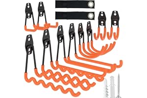 HSTMYFS Kitmiido Garage Hooks Wall Mount,10 Pack Steel Garage Storage Hooks Organizer Heavy Duty, Anti-Slip, Garage Hooks for Hanging Bikes, Garden Tools, Ladders etc (10Packet-1)