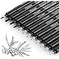 YISAN Black Drawing Pens,Fineliner Ink Pens,Set of 12 Micro-Pens,Anime Pigment Pen,Art Pens,for Sketching,Technical Drawing 902195