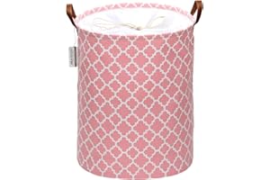 Sea Team Marocchino Modello a Reticolo Cesto della Biancheria in Tessuto Tela Pieghevole Cestino portaoggetti Pieghevole Manici Pelle PU e Chiusura Coulisse, 19,7 x 15,7 Pollici, Interno Impermeabile