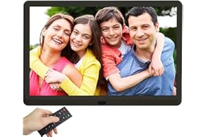 KENUO Digital Photo Frame 10 inch, 1920x1080 FHD Digital Picture Frame IPS Display, Photo/Music/Video Player, Calendar Alarm Auto On/Off Timer, Remote Control, Black