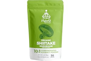 HYBRID HERBS – Organic Shiitake Mushroom Powder 10X Strength - Supplement for Sport Recovery, Immune, Bone & Heart Health - Beta Glucans & Vitamin D | HIGH Potency 10:1 Extract - 56 Servings (56g)