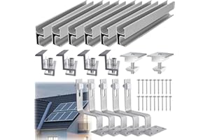 PIMDYGO Support de Fixation Panneau Solaire Kit, Kit de Montage de Panneau Solaire, Accessoires pour Module Solaire pour Toit, 2 Support Fixation Panneau Solaire, Rail Aluminium pour Panneau Photovoltaique