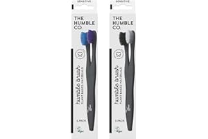 The Humble Co. Lot de 2 brosses à dents à base de plantes | Poils sensibles | Biodégradable, écologique, végétalien pour vos soins bucco-dentaires quotidiens, approuvé par les dentistes