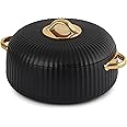 Cello Aurum Luxury Inner Stainless Steel Insulated Hot-pot 1500ml, Black | Easy Grip Lid & Frim Twist Lock | BPA-Free, Durable, Suitable for Hot & Cold | Hot Box for Kitchen | Hot Pot for Home