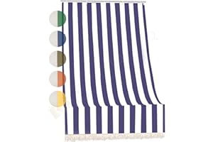 HOME TRESOR Tenda da Sole da Veranda e da Giardino in Tessuto Resistente, Ombreggiante, Idrorepellente, Protezione dai Raggi UV - Tenda a Caduta Fantasia Rigata (140x250 cm, Blu)