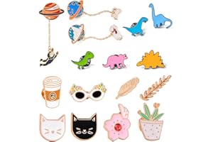 ATBUSS Set di 16 spille da cartone animato, spille in acciaio inossidabile, spille abbinate fatte a mano fai-da-te, spille con bottoni smaltati, accessori per la decorazione dell'abbigliamento