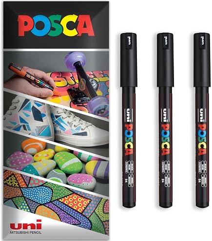 POSCA PCF-350 Pennarello A Pennello - Set Bianco E Nero, Inchiostro Coprente Per Tessuto, Vetro, Metallo, Plastica, Porcellana