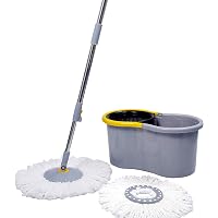 Esquire Elegant GREY 360° Spin Mop Set with Easy Wheels and Additional Refill