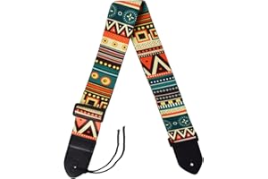 Colexy Guitar Strap, Ethnic Print, PU Leather and Polyester, Adjustable, Classic Style, D'alene to, One size